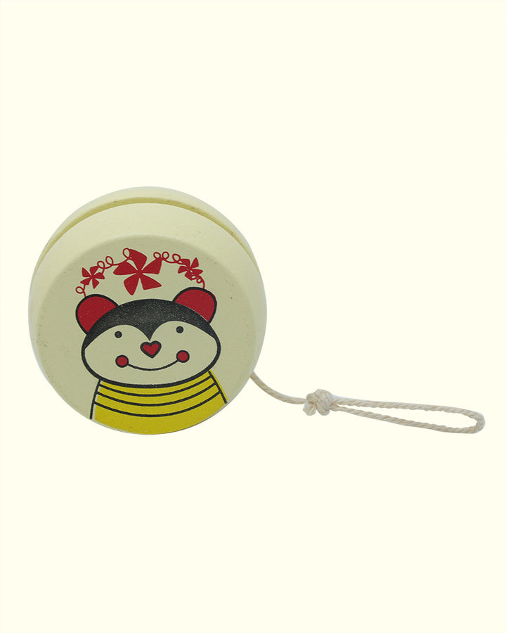 2" Wide Wooden Yo Yo Toy (Colourful Animal Printed)