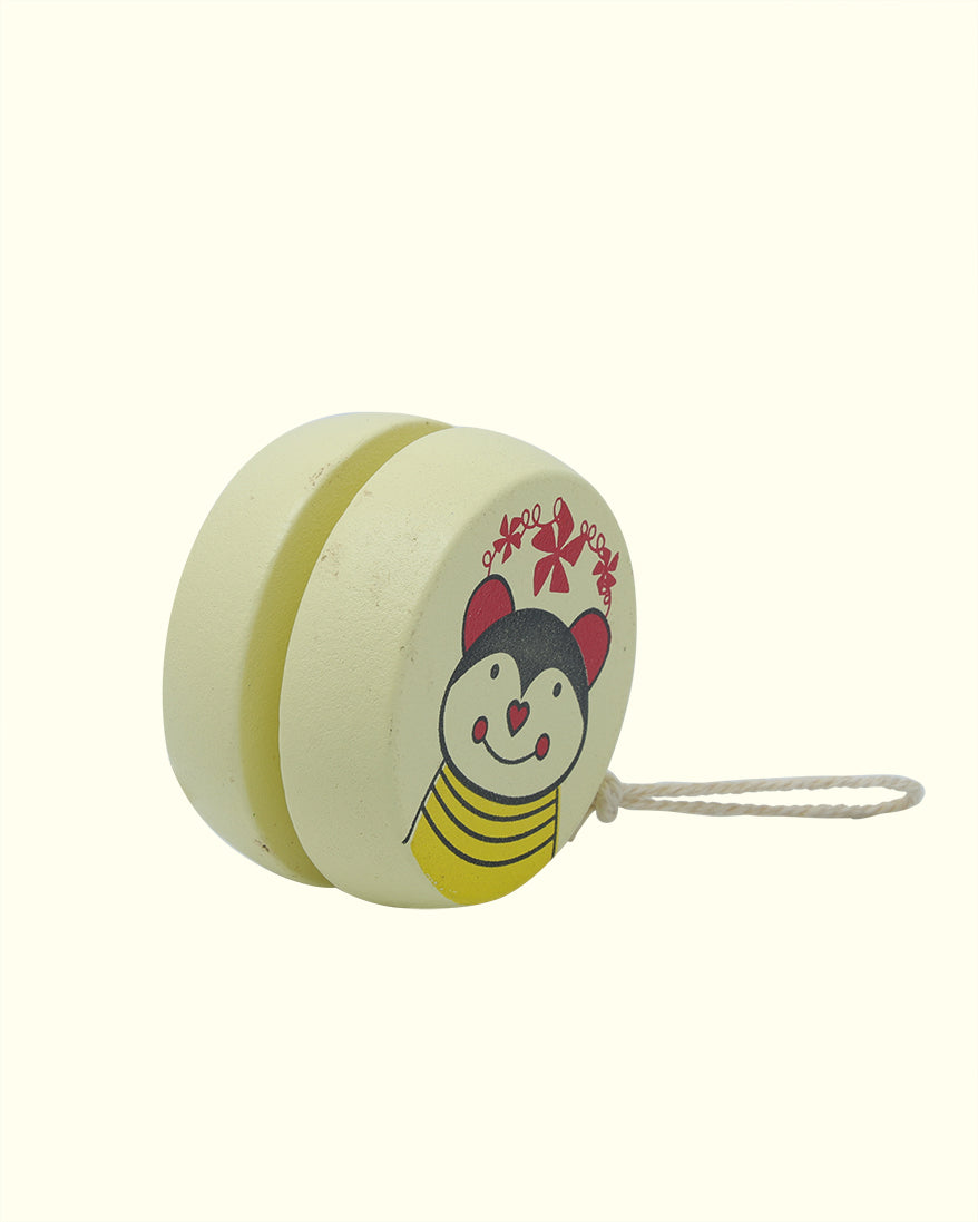 2" Wide Wooden Yo Yo Toy (Colourful Animal Printed)