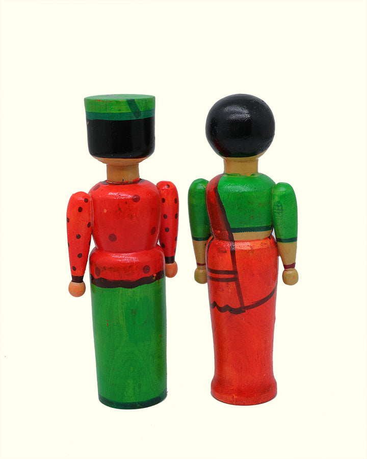 6.75" Village Farmer Couple (Hand Painted Wooden Toy)