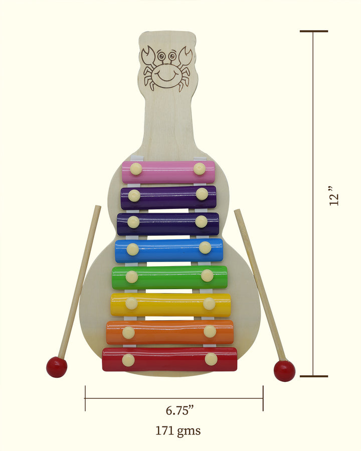 குழந்தைகளுக்கான 12" மரத்தாலான 8 குறிப்பு சைலோபோன் பல வண்ண இசை பொம்மை