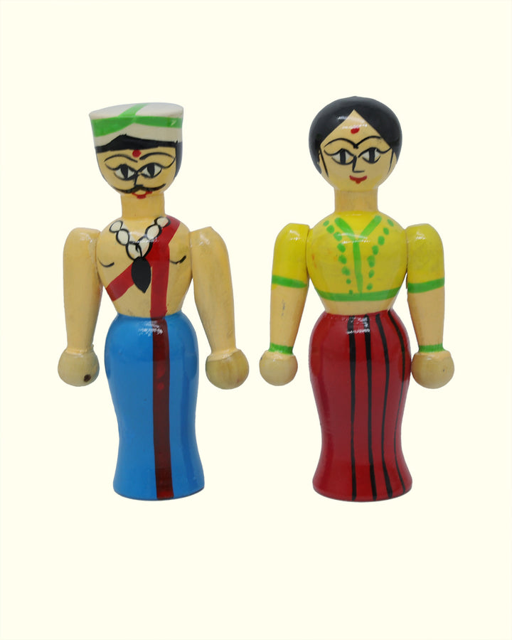 4.5" Village Couple Wooden Toy