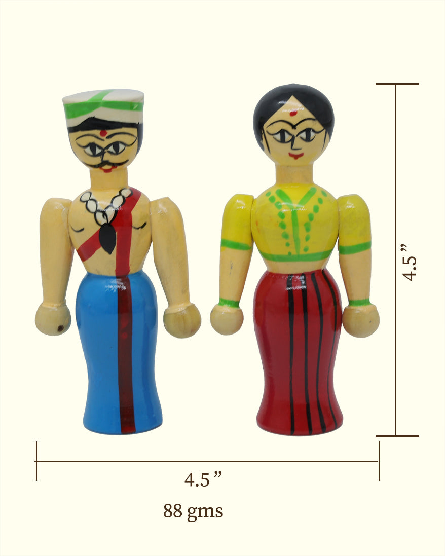 4.5" Village Couple Wooden Toy