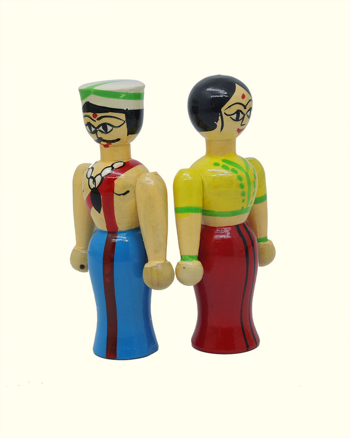 4.5" Village Couple Wooden Toy