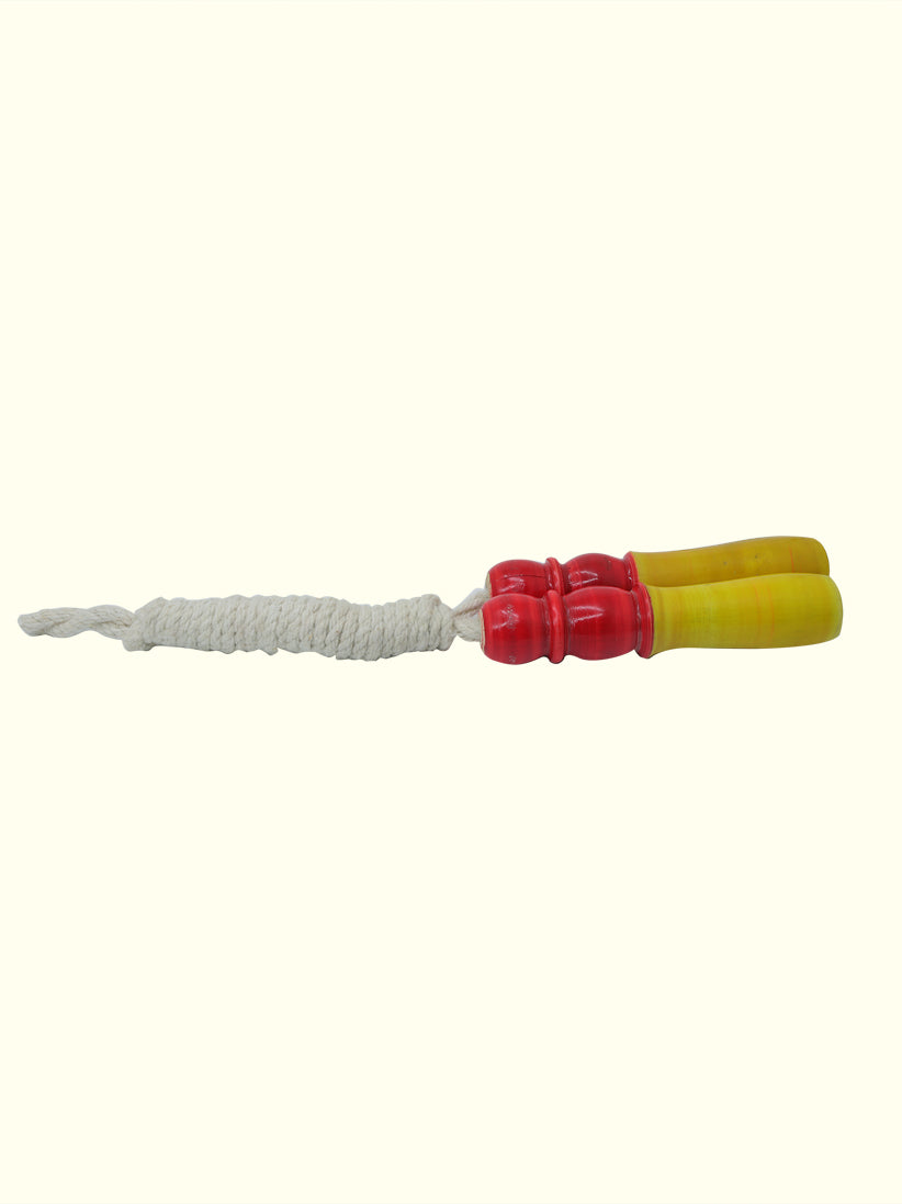 6" Wooden Skipping handle with 10 feet Rope