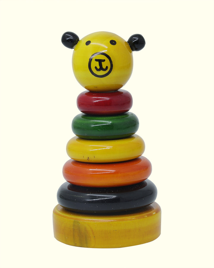 4.5" Wooden Ring Stacker Toy for Kids (5 Rings)