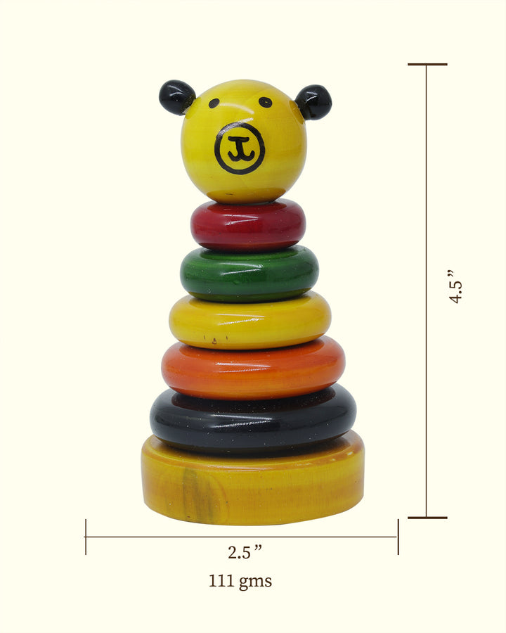 4.5" Wooden Ring Stacker Toy for Kids (5 Rings)