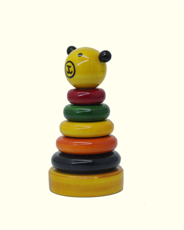 4.5" Wooden Ring Stacker Toy for Kids (5 Rings)