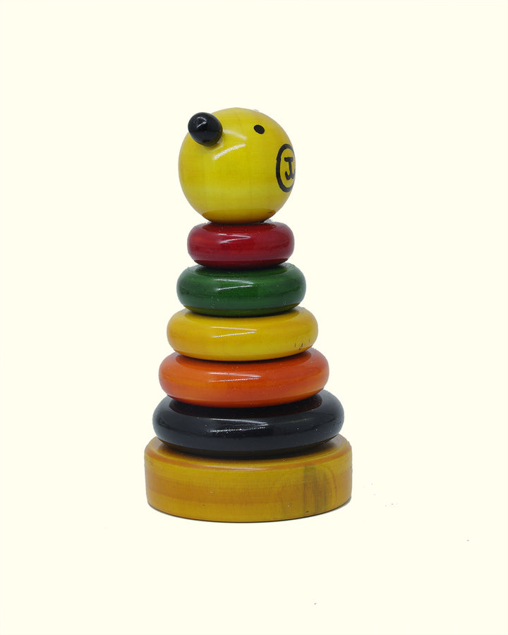 4.5" Wooden Ring Stacker Toy for Kids (5 Rings)