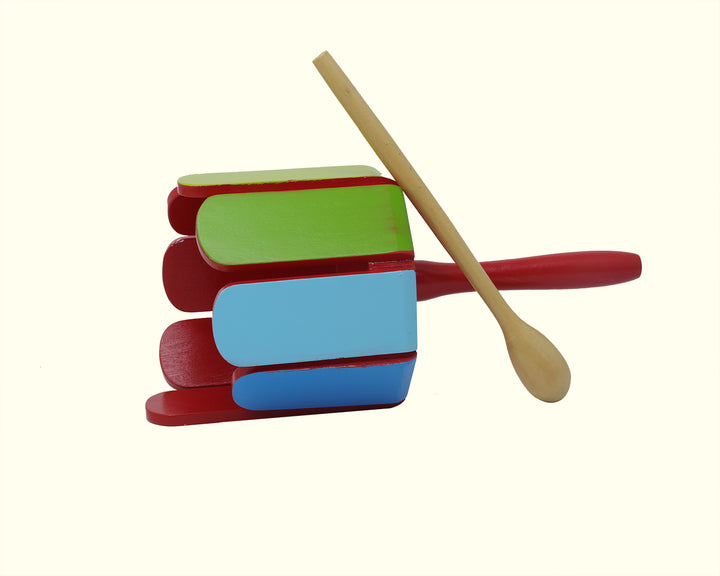 8.5" Wooden Stirring Drum with Handle and Beater (Multicolour)