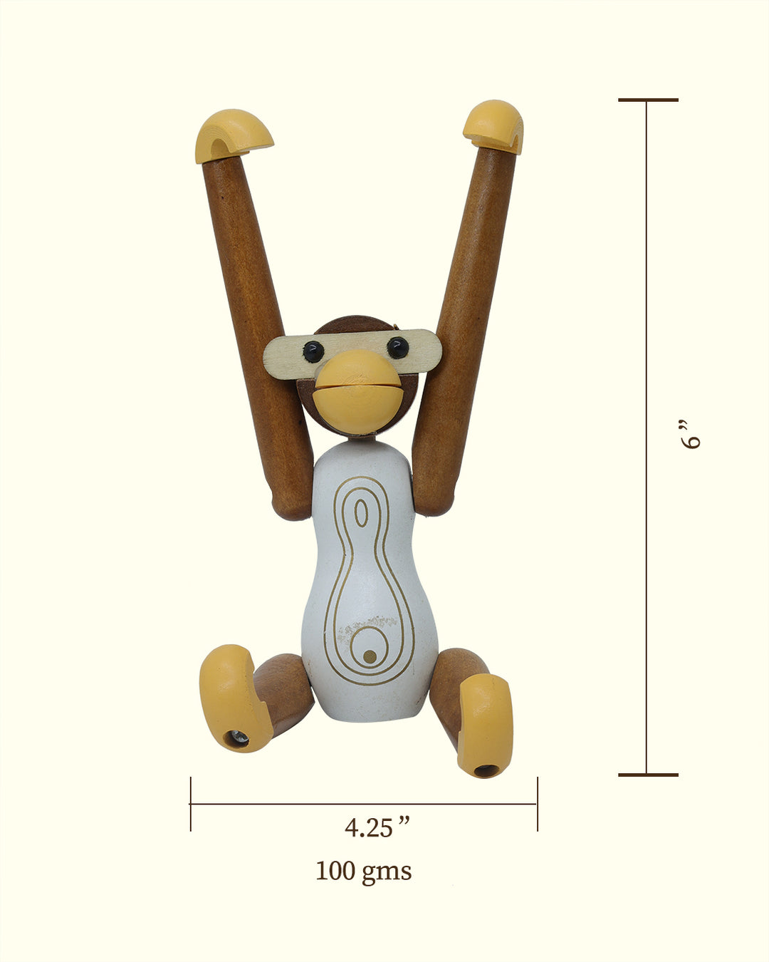 6" Wooden Hanging Monkey Toy