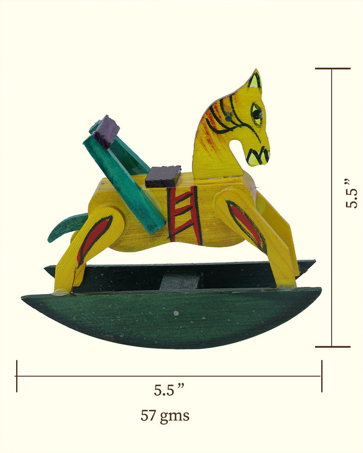 5.5" குழந்தைகளுக்கான மரக் குதிரை பொம்மை