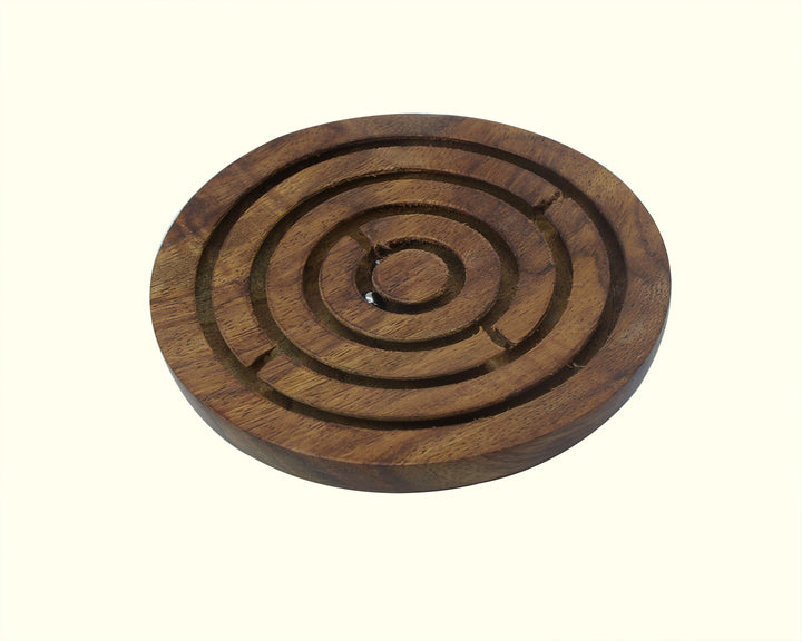 3.75" Wide Brain Teaser Puzzle Ball Board Game (Wooden)