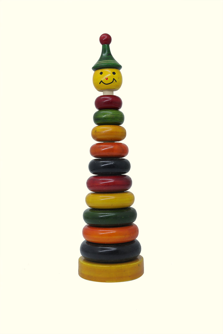 13" Wooden Ring Stacker Toy for Kids (10 Rings)