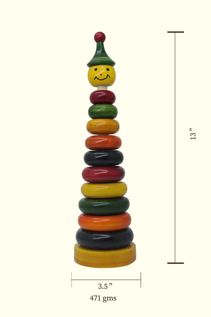 13" Wooden Ring Stacker Toy for Kids (10 Rings)