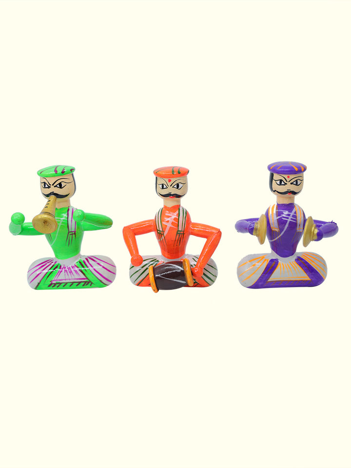 4" Musical Band Set Wooden Peg Dolls for Decorative Showpiece and Gifts