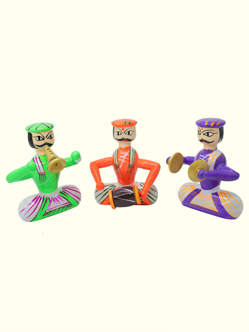 4" Musical Band Set Wooden Peg Dolls for Decorative Showpiece and Gifts