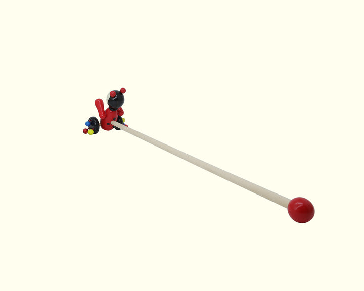 5" Wooden Ladybird Push Along Toy with 18.5" Stick