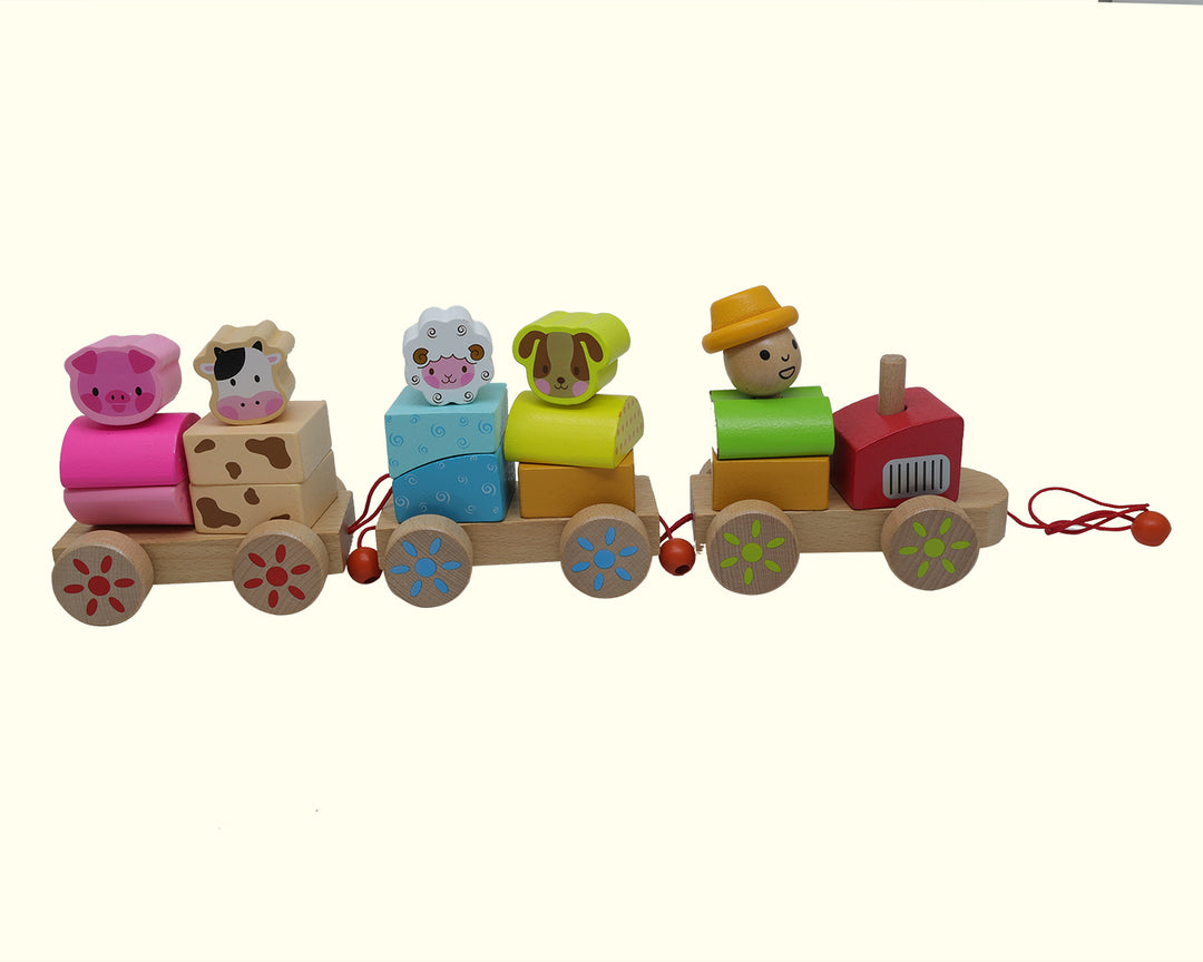 17" Wide Circus Train with Pull Along Toy (Wooden)