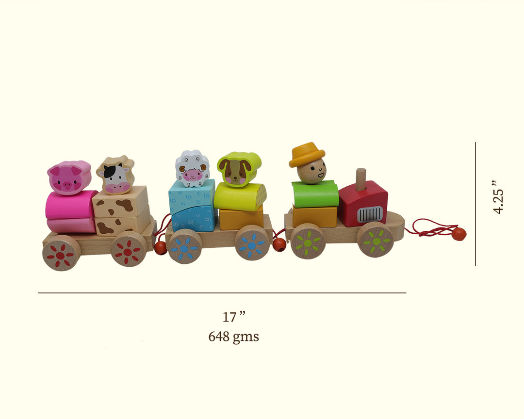 17" Wide Circus Train with Pull Along Toy (Wooden)