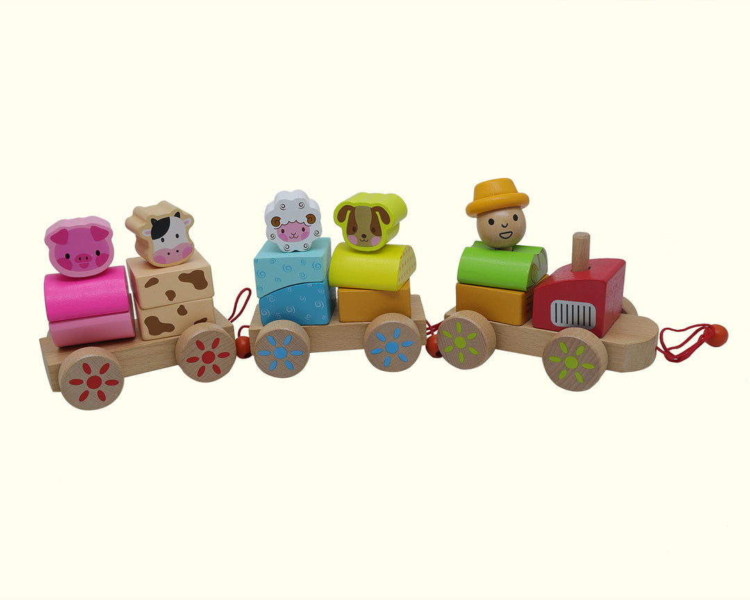 17" Wide Circus Train with Pull Along Toy (Wooden)