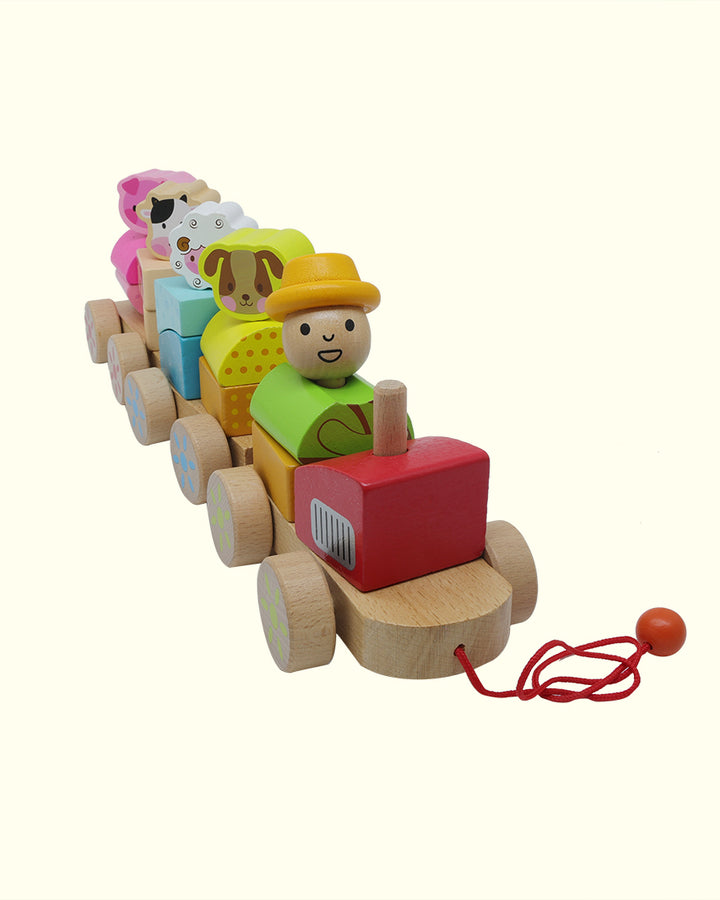 17" Wide Circus Train with Pull Along Toy (Wooden)