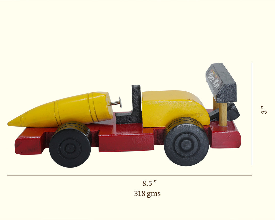 8.5" Wide Wooden Race Car Toy for Kids