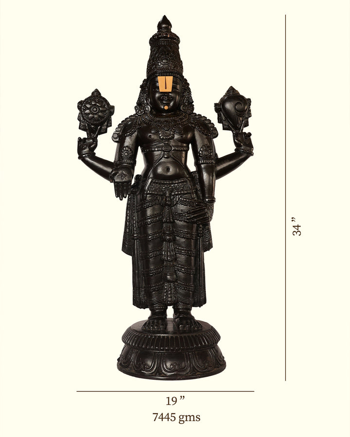 34" Wooden Balaji Statue (Black Colour)