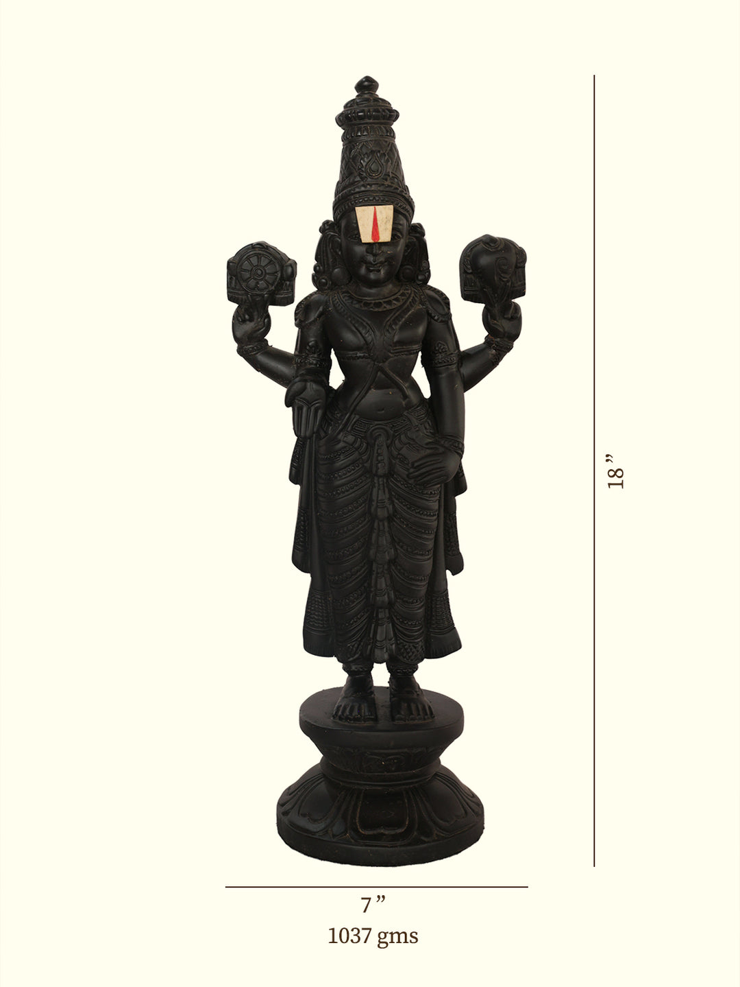 18" Wooden Balaji Statue (Black Colour)