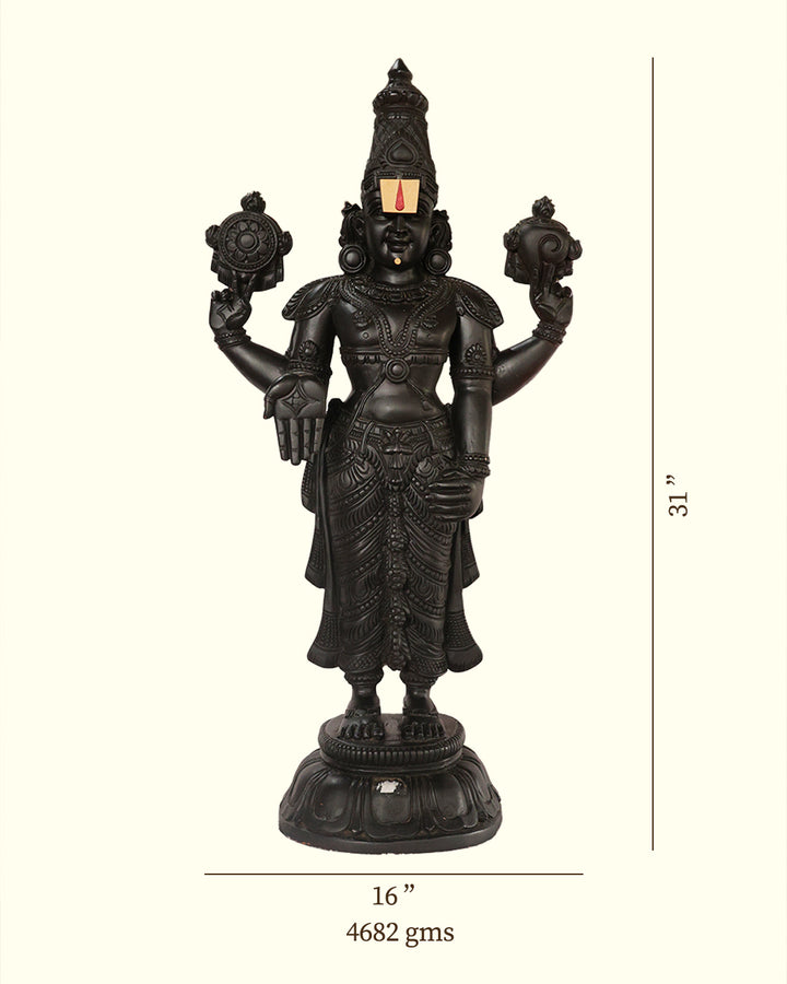 31" Wooden Balaji Statue (Black Colour)