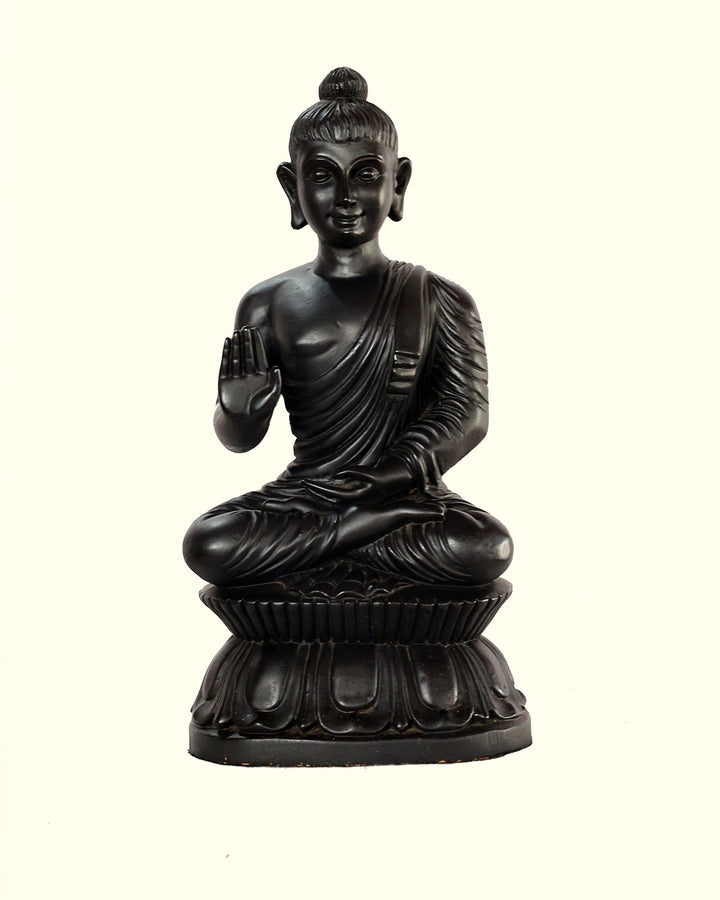 13" Buddha Sitting on Throne Statue (Black Colour)