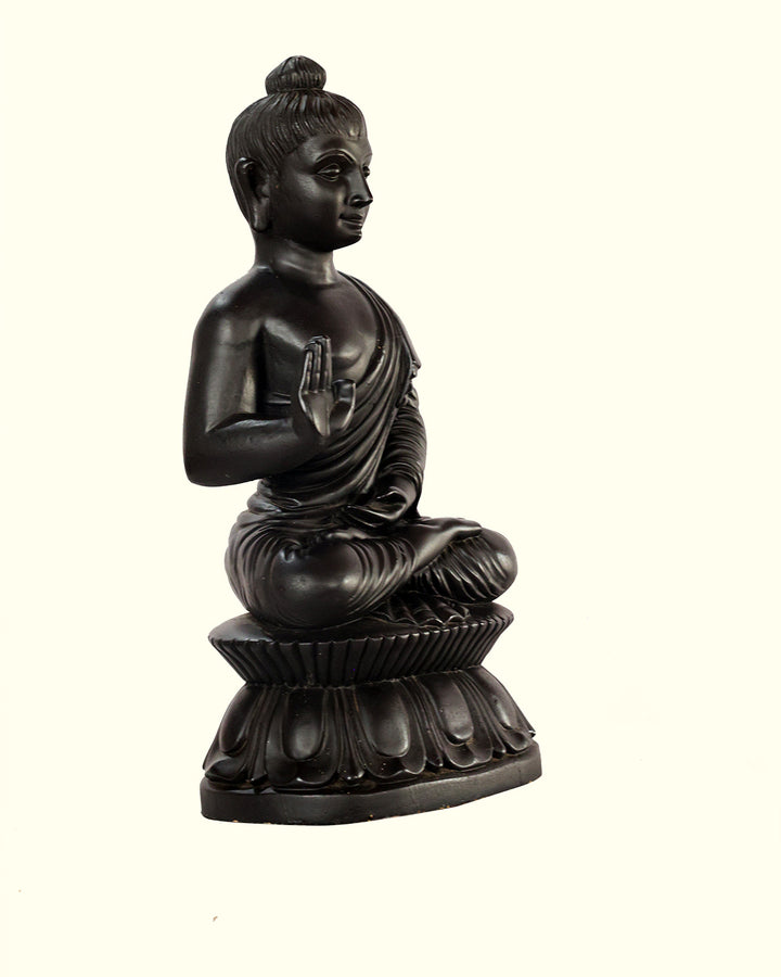 13" Buddha Sitting on Throne Statue (Black Colour)