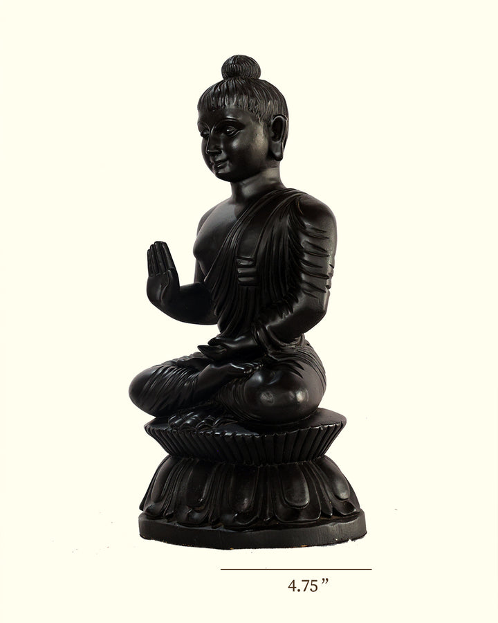 13" Buddha Sitting on Throne Statue (Black Colour)