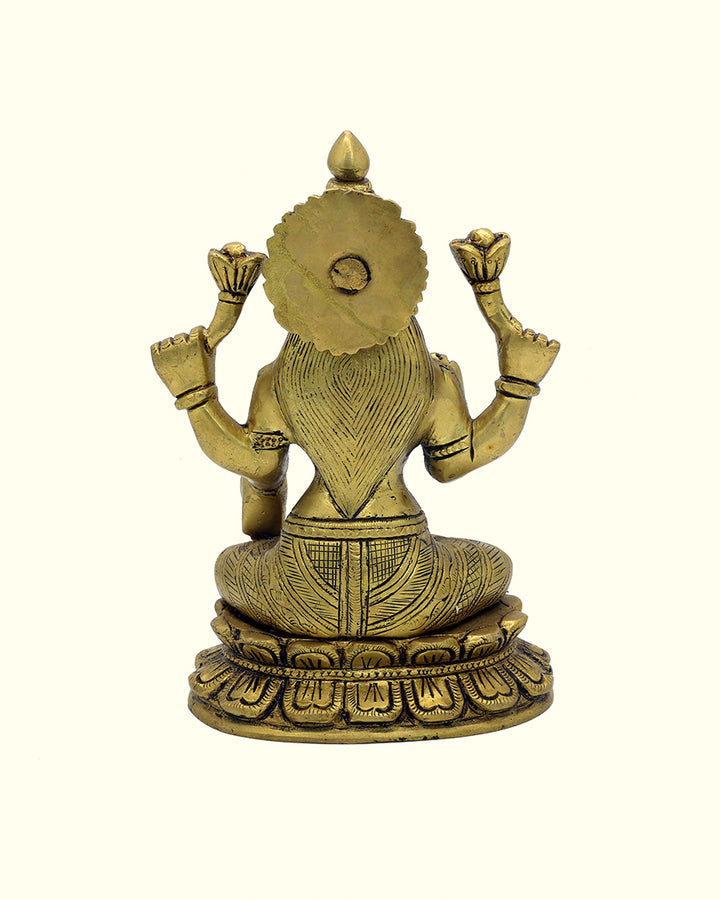 7" Lakshmi Sitting on Lotus (Brass Idol)