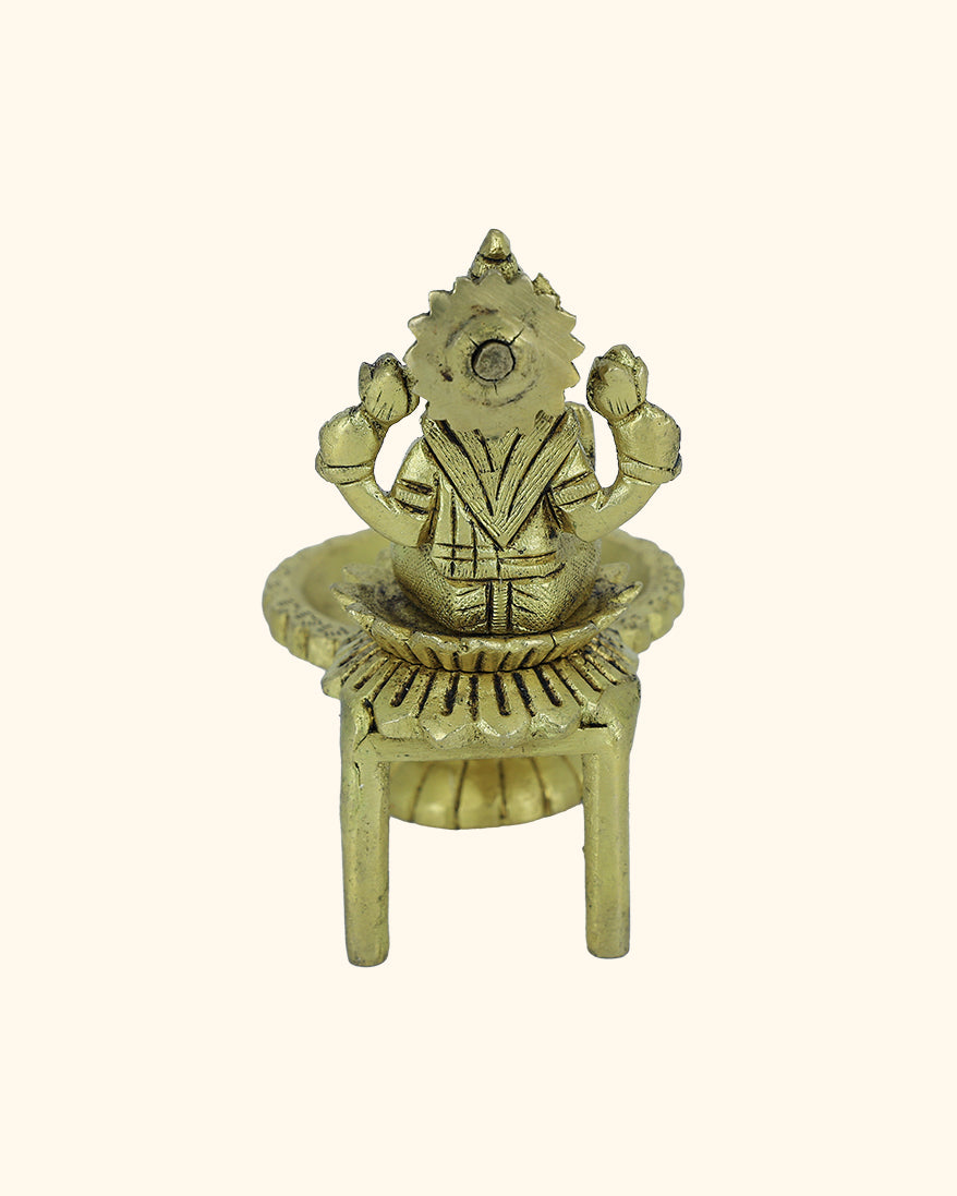 4” Divine Brass Lakshmi Idol With Deepam