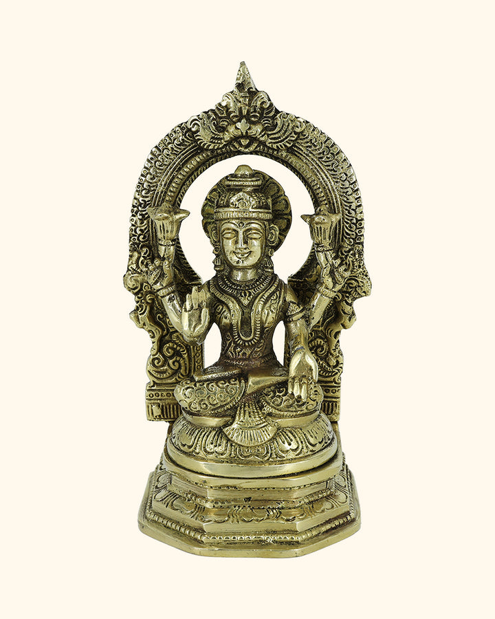 7” Brass Lakshmi Idol with Arch