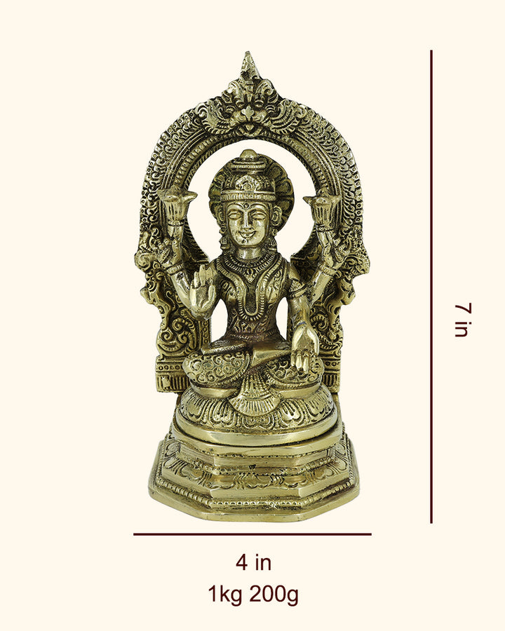 7” Brass Lakshmi Idol with Arch