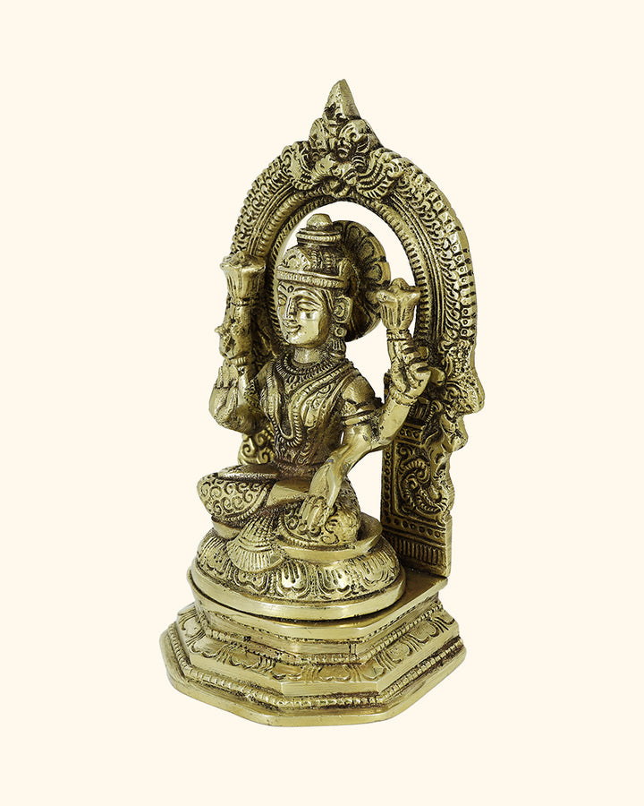 7” Brass Lakshmi Idol with Arch