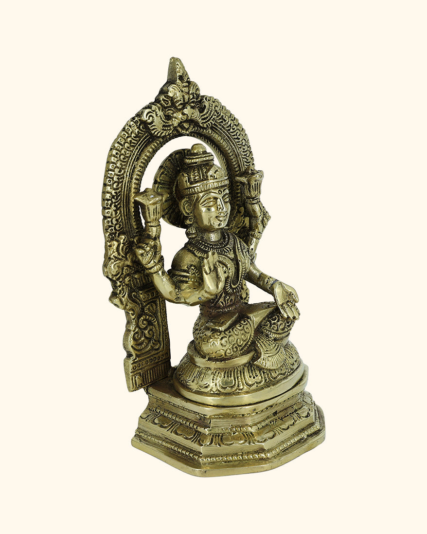 7” Brass Lakshmi Idol with Arch