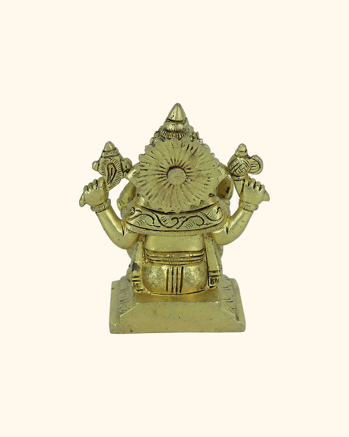 4.5” Serene Brass Square Base Ganesh Idol