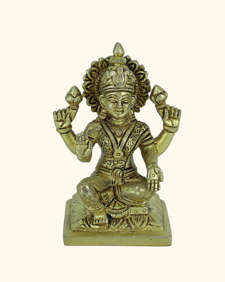 4” Brass Square Base Lakshmi Idol