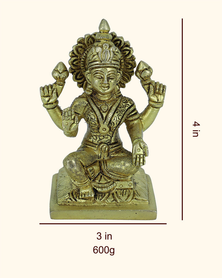 4” Brass Square Base Lakshmi Idol