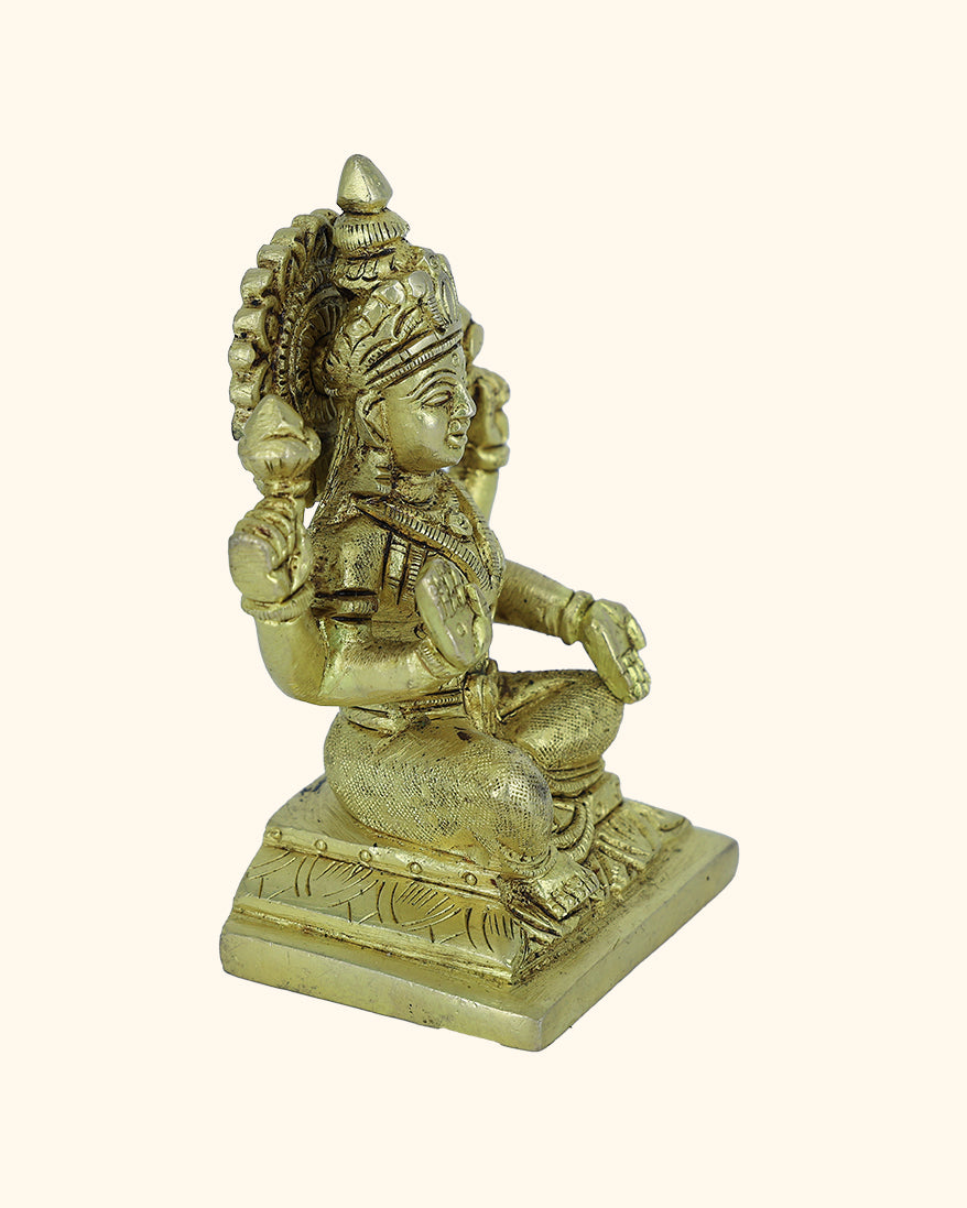 4” Brass Square Base Lakshmi Idol