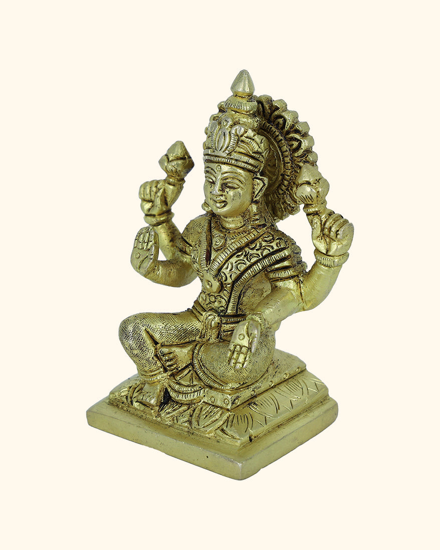 4” Brass Square Base Lakshmi Idol