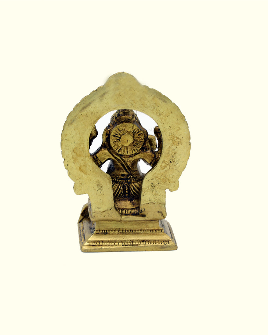 3" Ganapathy Sitting on Throne with "Arch Design" (Brass Idol)