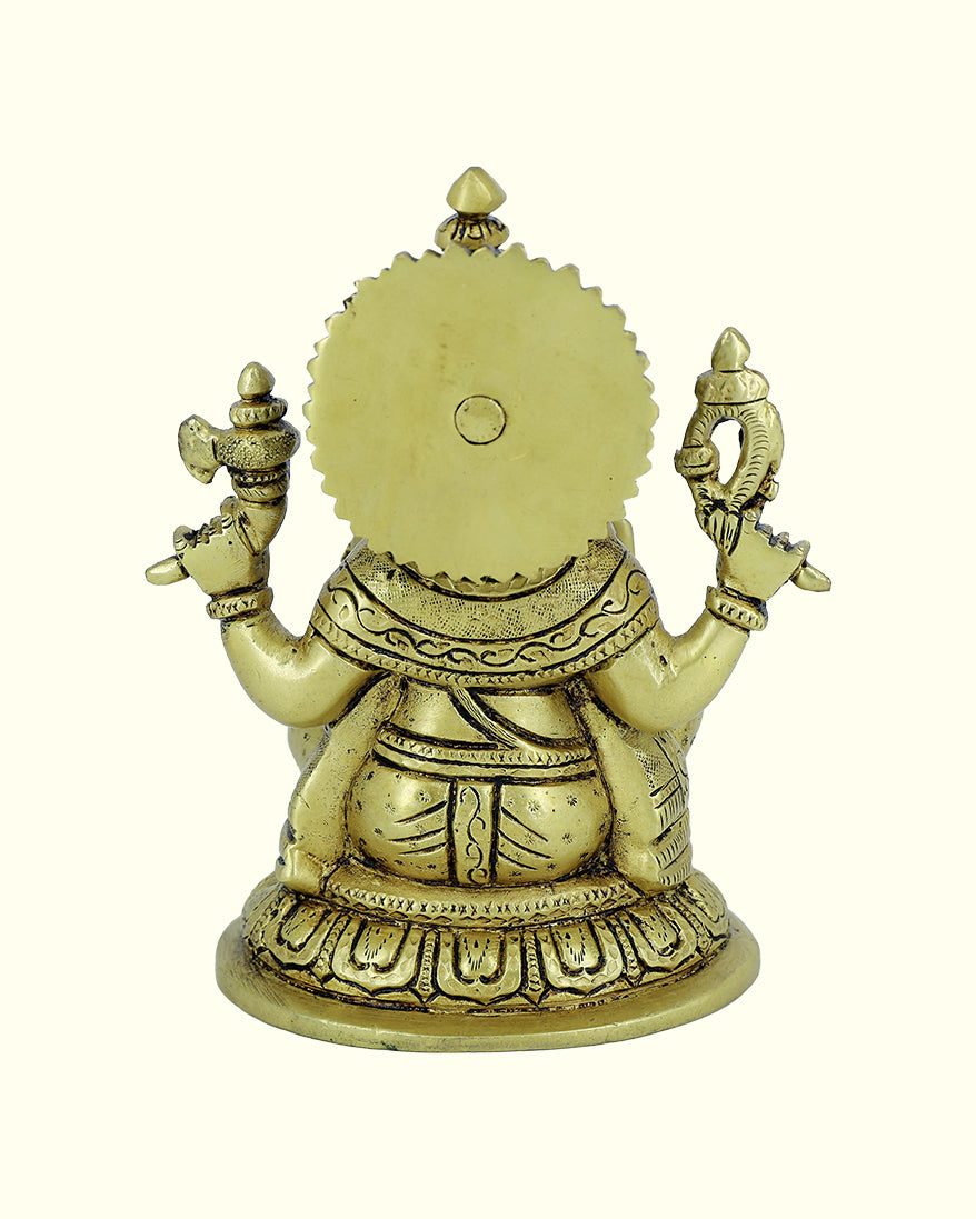 7.5” Brass Ganesh Idol With Oval Base