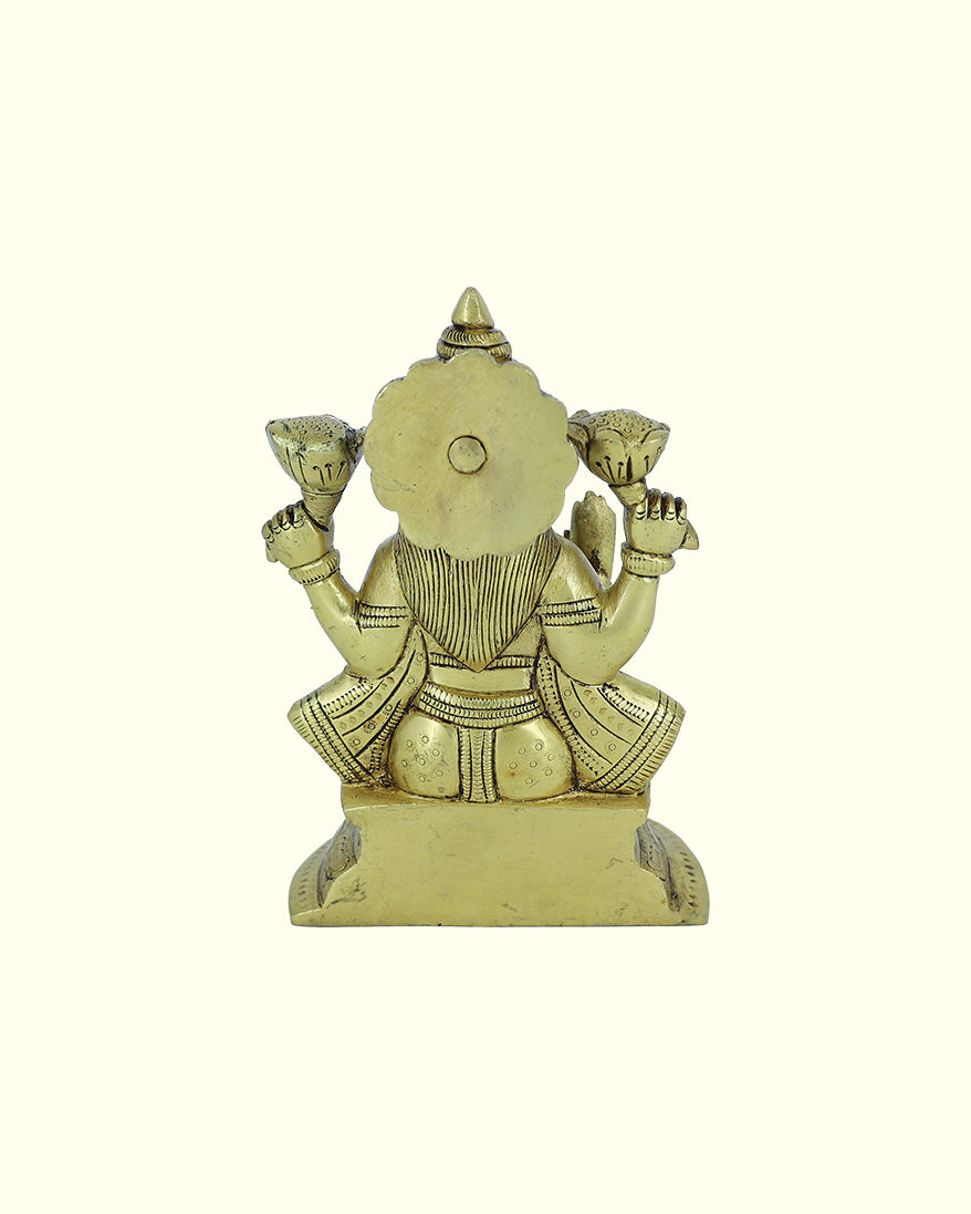 6” Brass Lakshmi Idol With Half Round Base