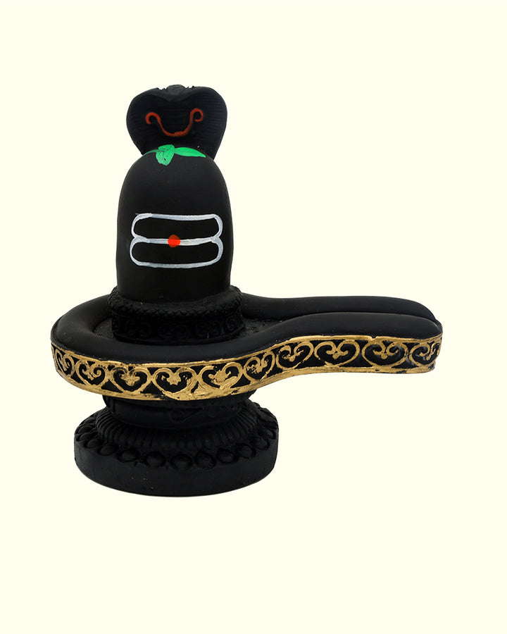 4.5 Shiva Lingam with Snake Sculpture (Black Colour)