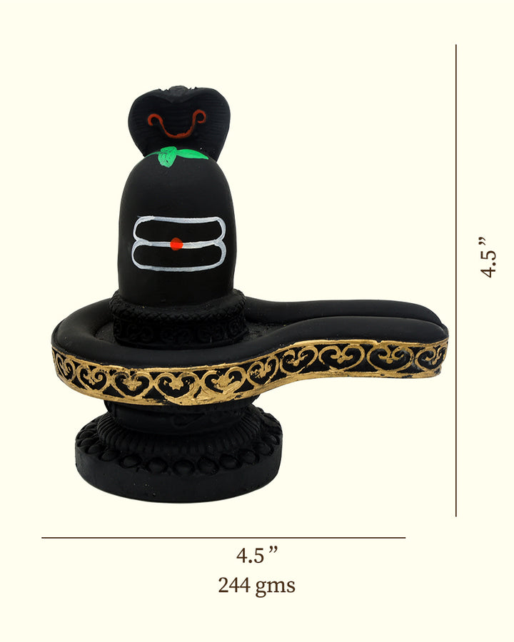 4.5 Shiva Lingam with Snake Sculpture (Black Colour)