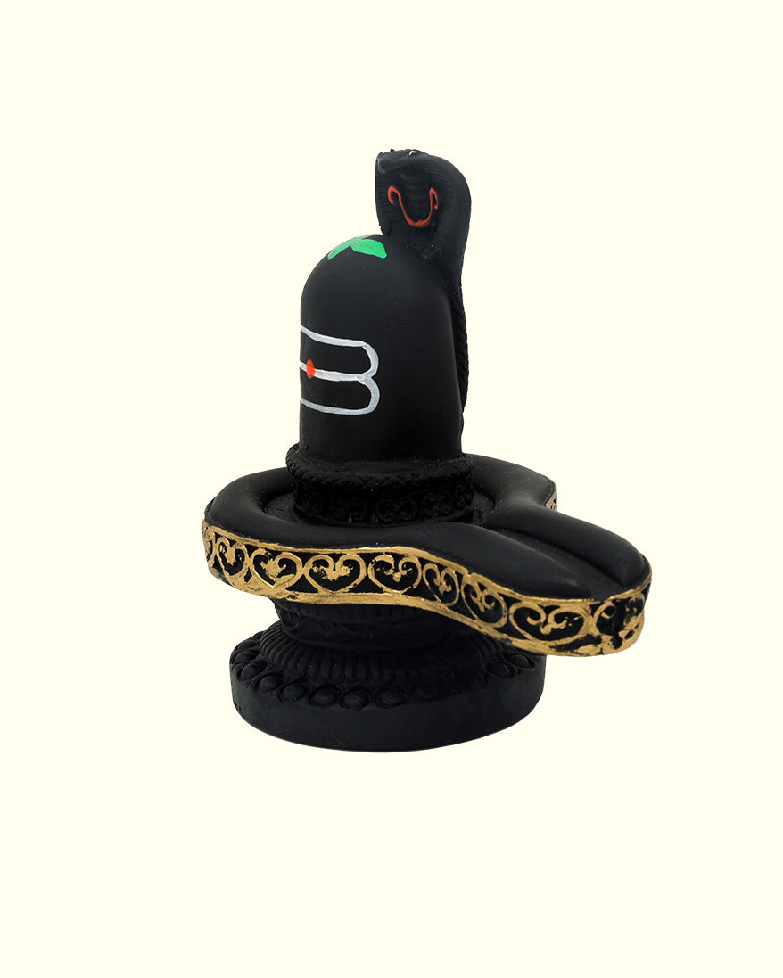 4.5 Shiva Lingam with Snake Sculpture (Black Colour)