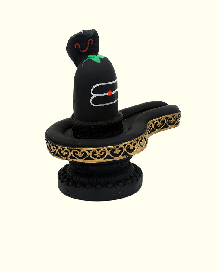 4.5 Shiva Lingam with Snake Sculpture (Black Colour)